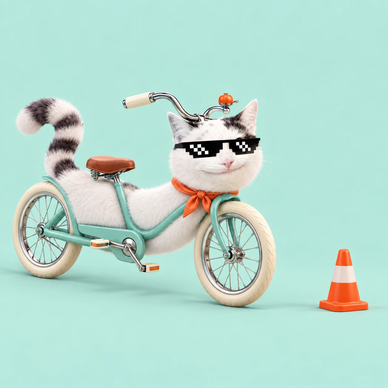 Bikeluga politely waits for a traffic cone to move.